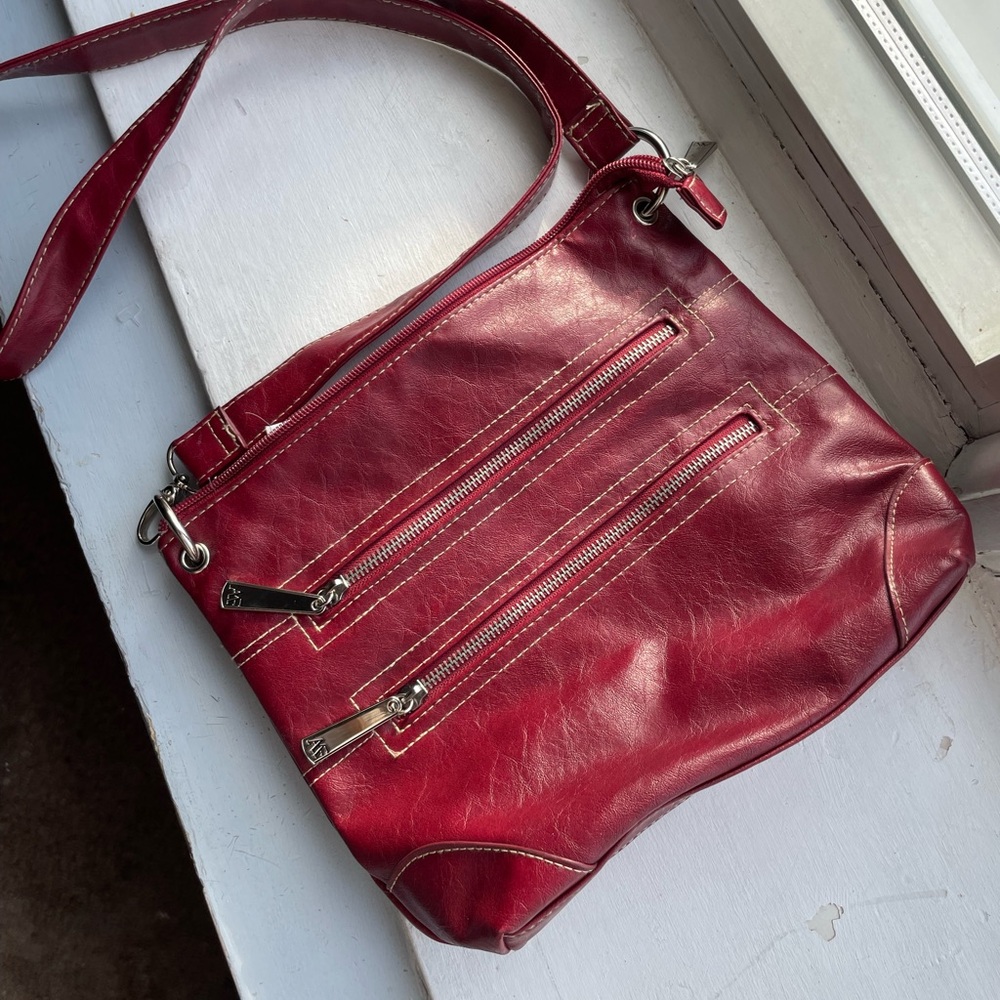 Vintage Red Faux Leather/vinyl Shoulder Bag